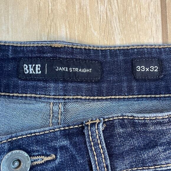 BKE Jake Straight Men’s Jeans 33x32 Blue Dark Wash Stretch Denim Repreve Classic - Picture 3 of 9